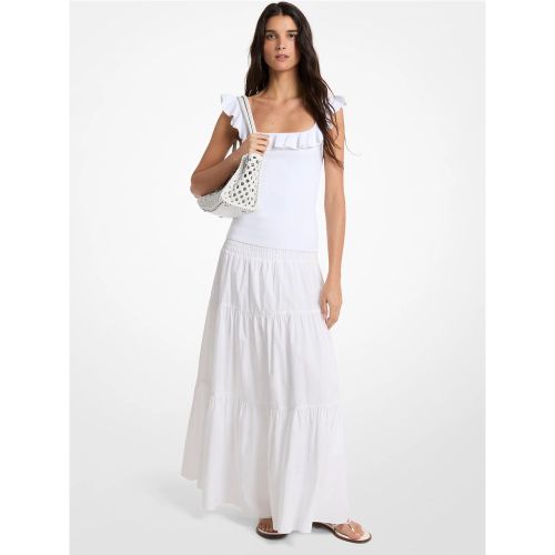 MK Jupe maxi à plusieurs niveaux en popeline de coton smocké - Michael Kors - MICHAEL Michael Kors - Modalova