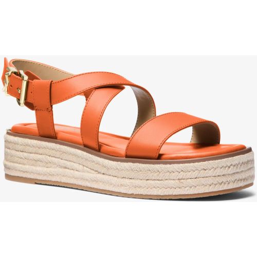 MK Sandale espadrille Lynn en cuir à semelle compensée - Michael Kors - MICHAEL Michael Kors - Modalova