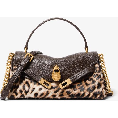 MK Très petit sac à bandoulière souple Hamilton Moderne en cuir et en poils de vachette à imprimé léopard - Michael Kors - MICHAEL Michael Kors - Modalova