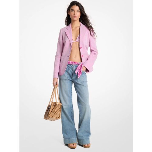 MK Blazer à poches plaquées en lin et coton - Michael Kors - MICHAEL Michael Kors - Modalova