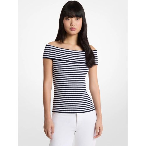 MK Haut rayé à épaules dénudées en tricot extensible - Michael Kors - MICHAEL Michael Kors - Modalova