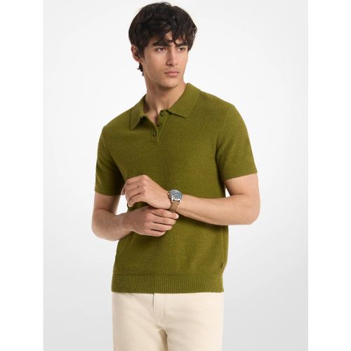 MK Polo-pull à manches courtes en coton mélangé bouclé - Michael Kors - Michael Kors Mens - Modalova
