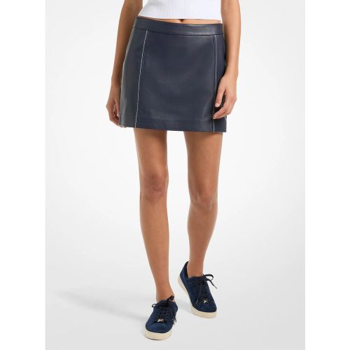 MK Mini-jupe en cuir à bordure contrastée - Michael Kors - MICHAEL Michael Kors - Modalova