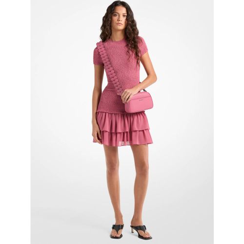 MK Mini-robe smockée en georgette à volants - Michael Kors - MICHAEL Michael Kors - Modalova