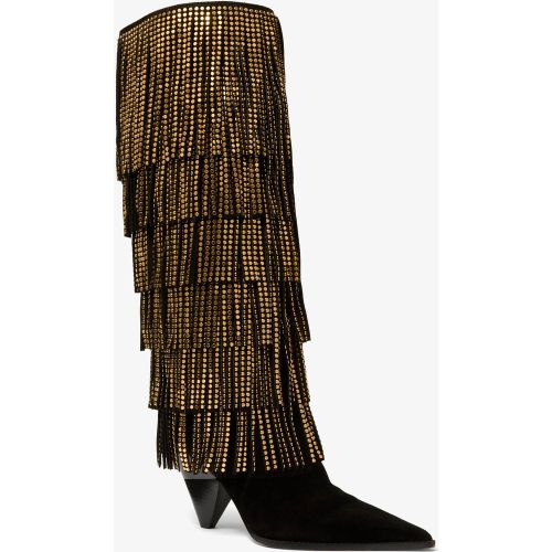 MK Botte Jayla travaillée en daim et à franges - Michael Kors - MICHAEL Michael Kors - Modalova