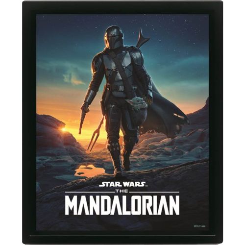 Poster cadre 3D lenticulaire Star Wars - The Mandalorian Nightfall - Pyramid - Modalova