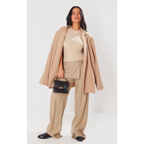 Pantalon de tailleur effet lin à détail jupe portefeuille - PrettyLittleThing - Modalova