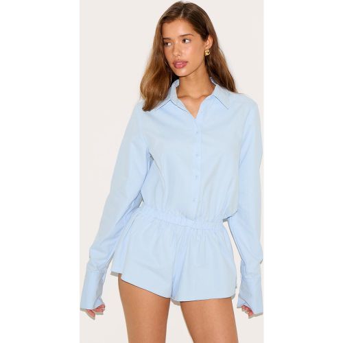 Combishort jupe-short en coton froncé à détail chemise et étages - PrettyLittleThing - Modalova