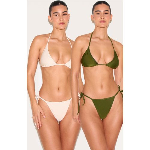 Lot de 2 ensembles de maillot de bain triangle et crème - PrettyLittleThing - Modalova