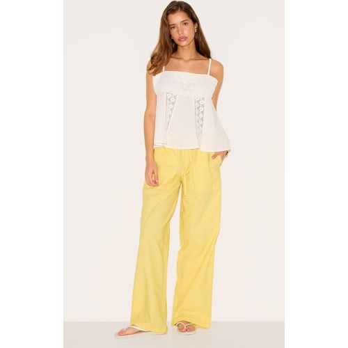 Pantalon en coton et effet lin mélangés à cordons ajustables - PrettyLittleThing - Modalova
