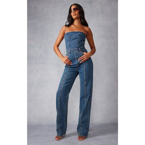Tall Combinaison bustier droite en jean délavé indigo vintage - PrettyLittleThing - Modalova