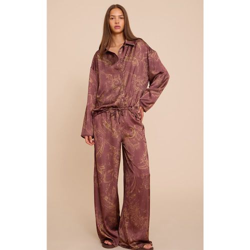 Pantalon large satiné imprimé cachemire - PrettyLittleThing - Modalova