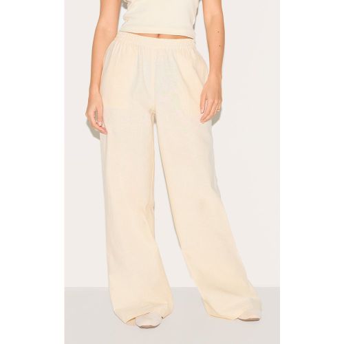 Pantalon droit en coton à taille élastique - PrettyLittleThing - Modalova