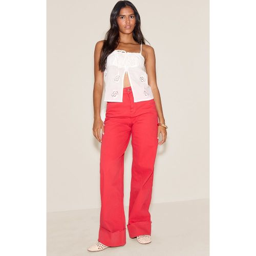 Jean large rouge à mi-haute, Rouge - PrettyLittleThing - Modalova