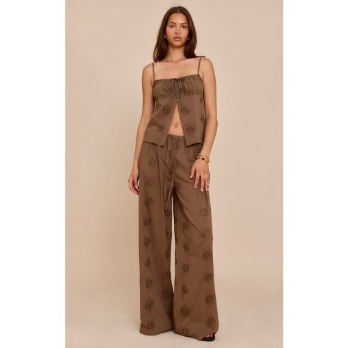 Pantalon droit à tourbillons brodés - PrettyLittleThing - Modalova