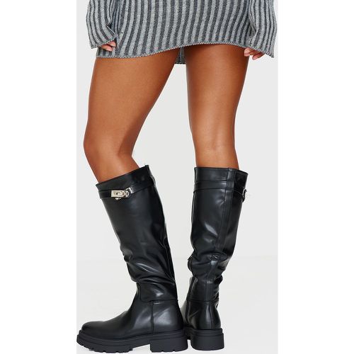 Bottes hautes en PU à bout rond et cadenas - PrettyLittleThing - Modalova