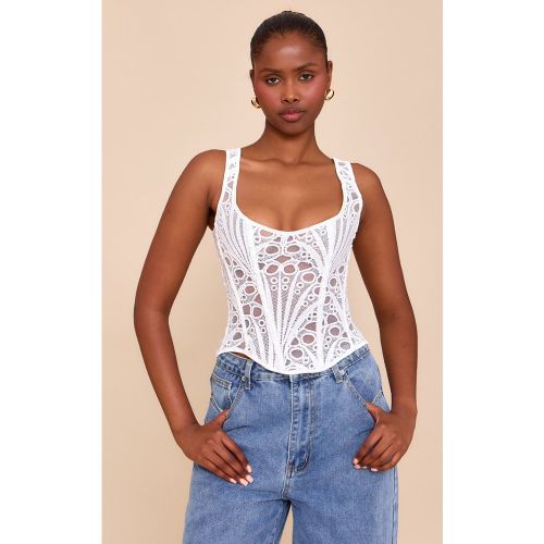 Corset texturé rouge fleuri à col carré - PrettyLittleThing - Modalova