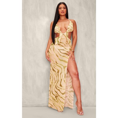 Shape Robe longue en mesh à découpes et nœud imprimée zèbre - PrettyLittleThing - Modalova