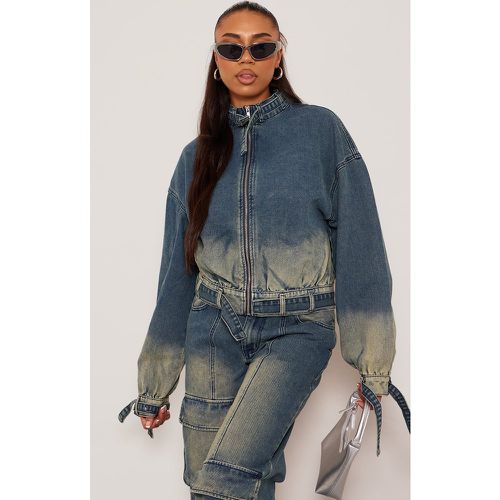 Tall Veste en jean vintage moyennement délavée à zip - PrettyLittleThing - Modalova