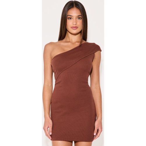 Mini robe côtelée repliée à épaule unique - PrettyLittleThing - Modalova
