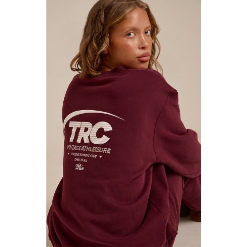Sweat-shirt oversize en coton polaire imprimé "Run Club" | Taille Large - PrettyLittleThing - Modalova