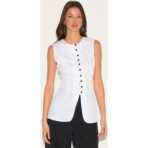 Gilet en effet lin mélangé à boutons - PrettyLittleThing - Modalova