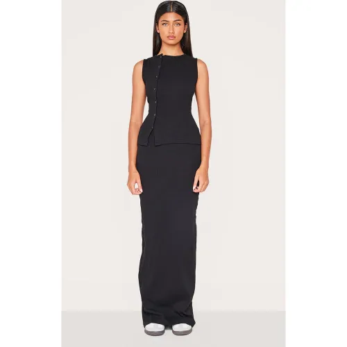 Jupe longue côtelée à taille mi-haute - PrettyLittleThing - Modalova
