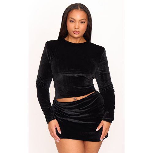 Plus Top long en velours à découpe princesse et manches longues - PrettyLittleThing - Modalova