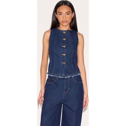 Petite Gilet long ajusté en jean sans manches - PrettyLittleThing - Modalova