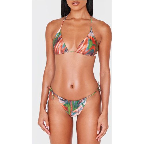 Bas de maillot de bain imprimé rouge noué sur les côtés à fronces - PrettyLittleThing - Modalova