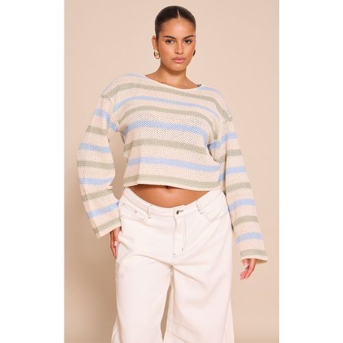 Plus Top rayé à col bateau et manches longues | Taille 48 - PrettyLittleThing - Modalova