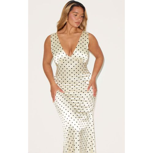 Shape Robe longue satinée à pois et décolleté devant - PrettyLittleThing - Modalova