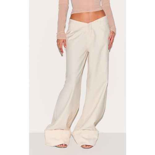 Pantalon de tailleur large tissé à ourlets retroussés - PrettyLittleThing - Modalova