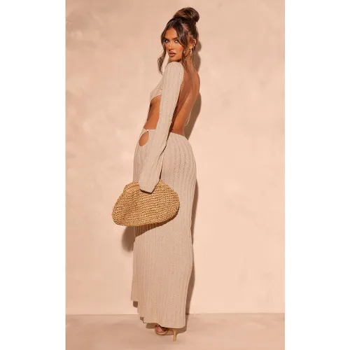 Robe longue en maille tricot à dos tombant - PrettyLittleThing - Modalova