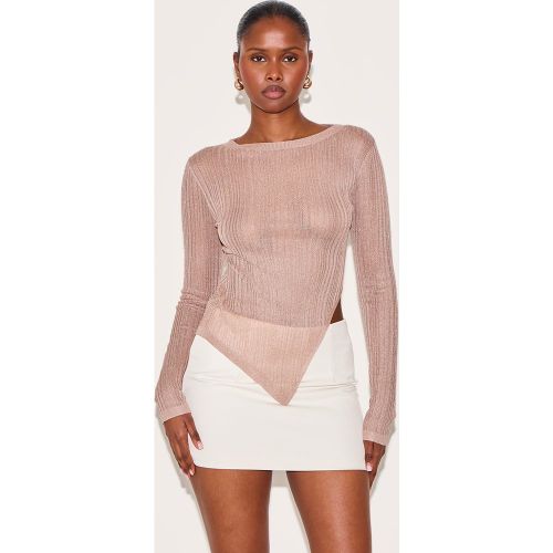 Top asymétrique en maille tricot transparente - PrettyLittleThing - Modalova