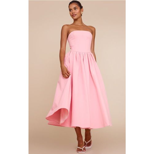 Robe bustier mi-longue patineuse tissée froncée - PrettyLittleThing - Modalova
