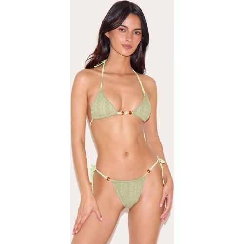 Haut de maillot de bain triangle texturé à détail perles - PrettyLittleThing - Modalova
