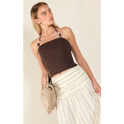 Top long en bengaline à dos nu et perles - PrettyLittleThing - Modalova