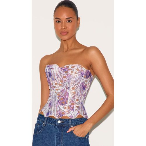 Corset en dentelle texturée transparente fleurie - PrettyLittleThing - Modalova