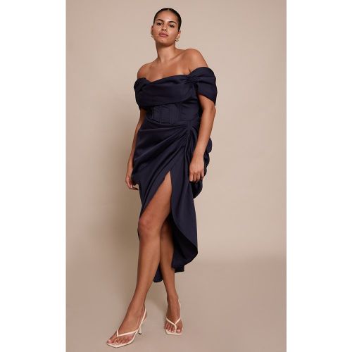 Robe mi-longue drapée Corset Bardot grande taille | Taille 50 - PrettyLittleThing - Modalova