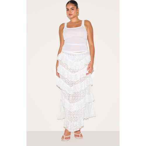 Jupe mi-longue Ample Superposition Dentelle Premium Blanche Grande Taille - PrettyLittleThing - Modalova