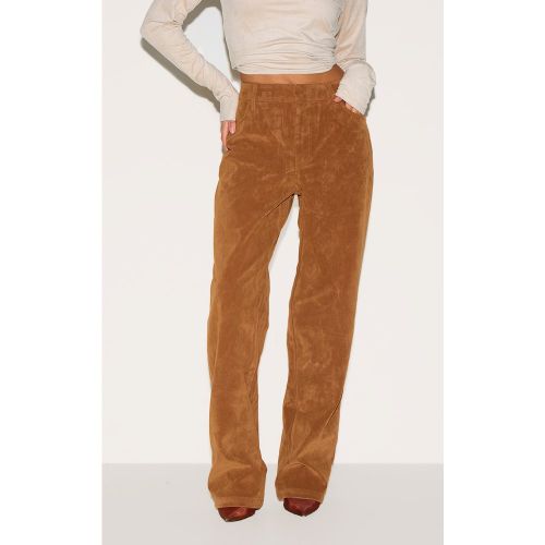 Petite Pantalon droit en suédine à taille mi-haute - PrettyLittleThing - Modalova