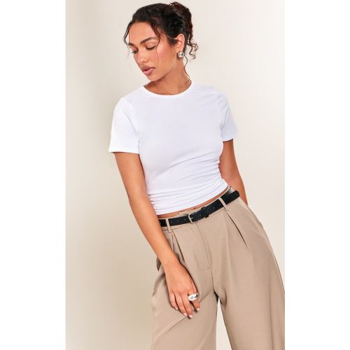 T-shirt long en coton à col ras et manches longues | Taille 38 - PrettyLittleThing - Modalova