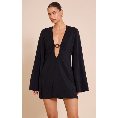 Mini robe trapèze fluide tissée à décolleté et anneau - PrettyLittleThing - Modalova