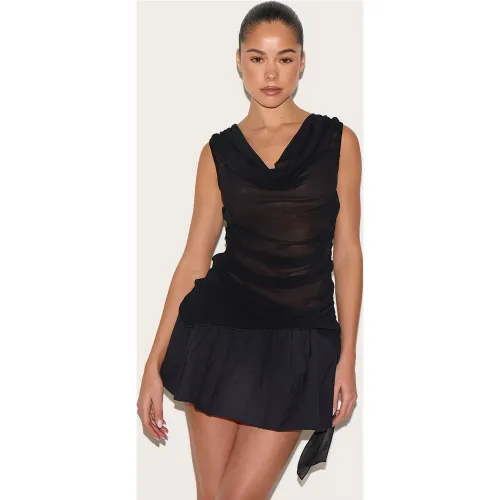 Top long en mousseline de soie sans manches à détail drapé - PrettyLittleThing - Modalova
