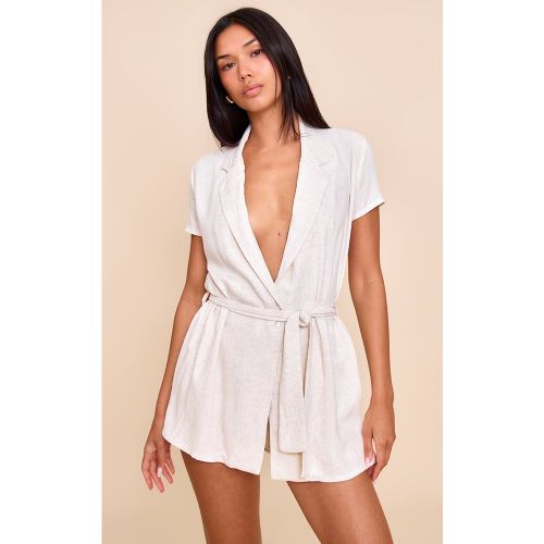Combishort jupe-short portefeuille en effet lin - PrettyLittleThing - Modalova