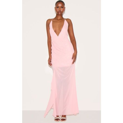 Robe longue en mousseline de soie à fronces asymétriques - PrettyLittleThing - Modalova