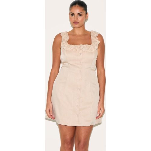 Plus Robe trapèze style corset à bordure en dentelle et boutons - PrettyLittleThing - Modalova