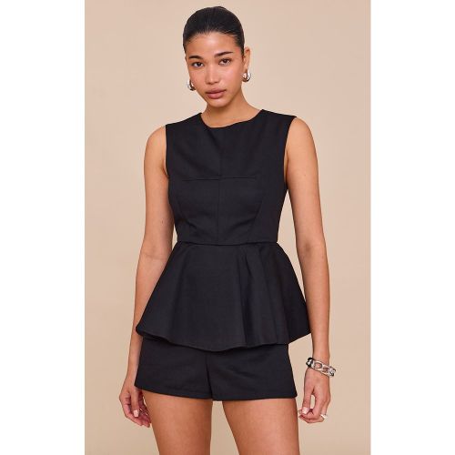 Combishort jupe-short en coton à détail péplum - PrettyLittleThing - Modalova