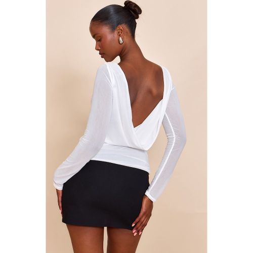 Top en mousseline de soie stretch à dos bénitier et manches longues - PrettyLittleThing - Modalova
